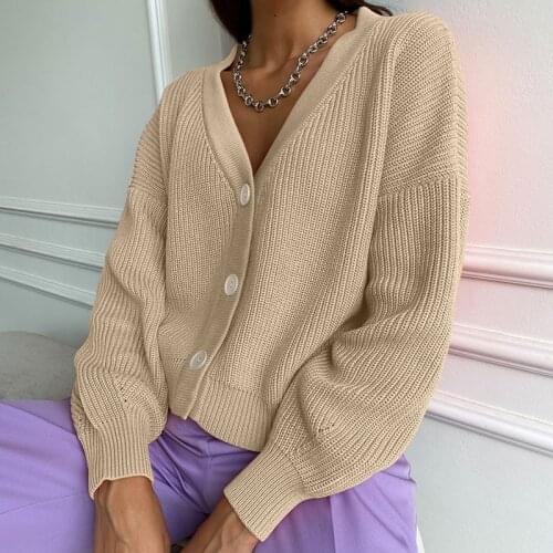 Knit Cardigans Women Autumn Winter Loose Elegant V-Neck Sweaters Jacket Vintage Single-Breasted Cardigan Long Sleeve Knitwear