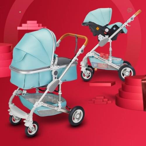 High View Baby Stroller Can Sit and Lie Travel Portable Reversible Newborn Baby Strollers 3 In 1 Baby Basket Multiple Stroller