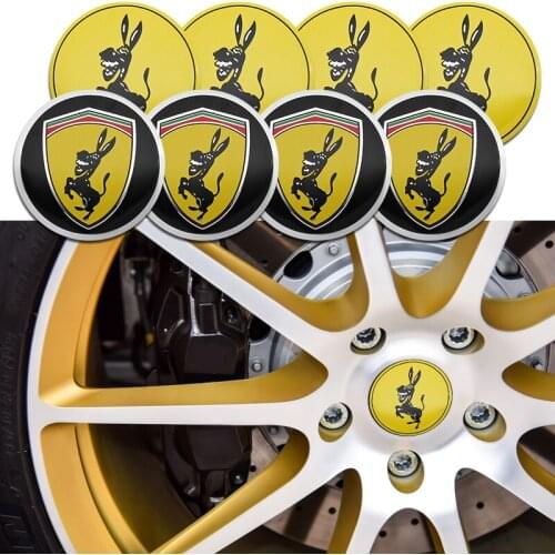 56mm Donkey Logo Car Tire Wheel Center Hubcaps Sticker Emblem Badge Cover Auto Accessories for Ferrari Ford Mustang GT Focus