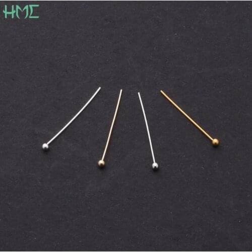 500Pcs/lot 20x0.5mm Silver Gold KC Gold Rhodium Copper Ball Head Pins Needles For Beads Earring Jewelry Making DIY Accessories