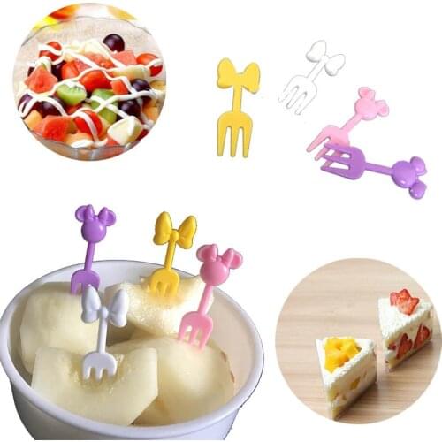 Disney Mickey Mouse Fruit Fork Mini Cartoon Children Snack Cake Dessert Fruit Toothpick Bento Lunches Party Decor Random Color