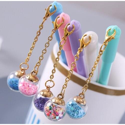 Cute Colored Glaze Pendant Gel Pen Shiny Student Writing Pen Kawaii Pens 0.5mm Refill Personalized Stationery for Office School