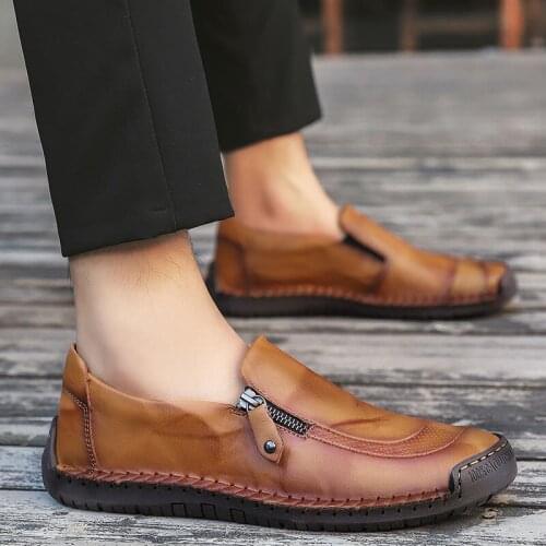 Mens Loafers genuine Leather Luxury Designer Spring autumn Moccasins Men Loafer Suede Casual Shoes Men Flats Shoes big size 48