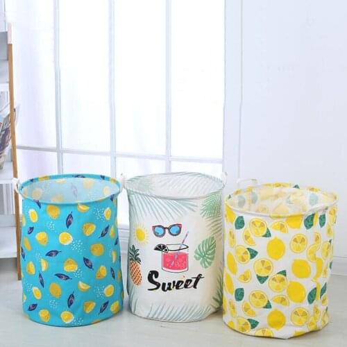 New fruit lemon large Waterproof Laundry Hamper Folding Clothes Storage Baskets Home decoration kids toy organizer Bucket AU1222