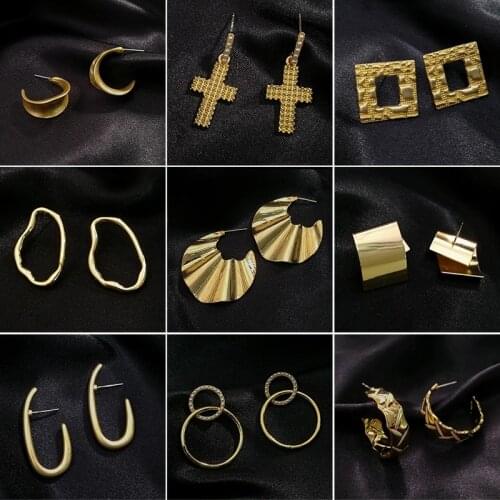 Jaeeyin 2021 New Arrivals Cross Shape Beauty Face Evil Eyes Geometric Small Big Hoop Cute Fashion Earrings Gift For Women Girls