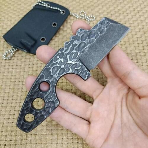 High Hardness EDC Camping Survival Knives Stone Washed Fixed Blade Armor Small Straight Knife Sheath Belt Necklace knife
