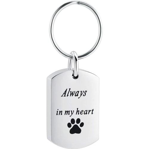 Pet Cremation Jewelry Urns Keychain for Ashes Stainless Steel Always in My Heart Cremation Pendant for Dog/Cat