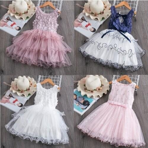 Girls Dress 2020 New Summer Brand Girls Clothes Lace Ruffle Sleeve Design Girls Dress Birthday Party Dress For 3-8 Years