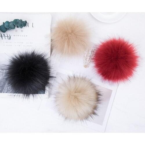 12pcs/lot 12cm Handmade DIY Artificial Raccoon Ball False Hairball Hat Ball Pom Pom Wholesale Cap Faux Fox Fur PomPom F021