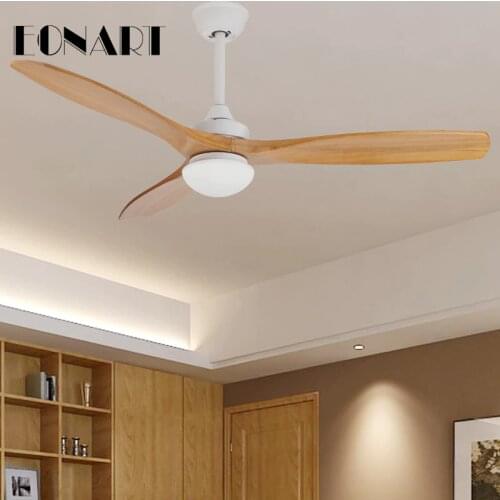 52 Inch fashion solid wood ceiling fan with lamp decorate dc ceiling fan with remote control led roof fans lamps ceiling salon