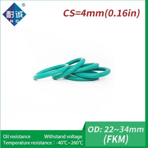 2PC/lot Rubber Ring Green FKM O ring Seals Thickness 4mm OD22/24/25/26/27/28/30/32/33/34mm Rubber O-Rings Fuel Washer