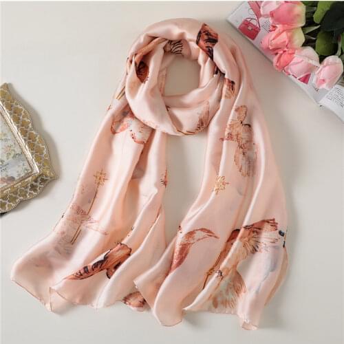 Luxury Brand Silk Scarves for Women Designer Peace Dove Print Shawls Wraps Foulard Femme Long Head Hijab Scarf 180cm*90cm