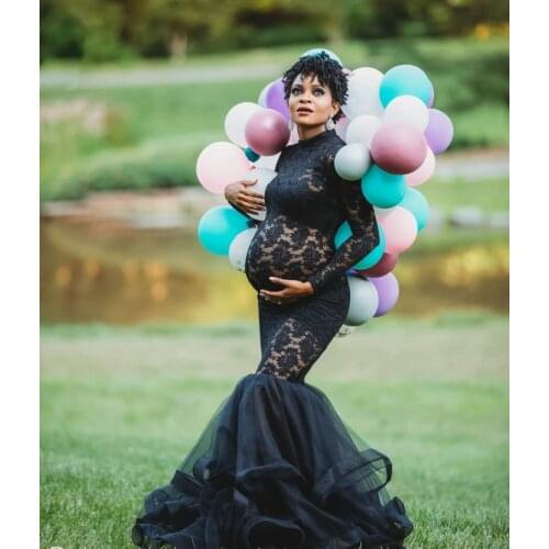 Sexy Tulle Maternity Dresses Tiered Ruffles Floor Length Lingerie Gown For Photo Wedding Bridal Pregant Women Bathrobes