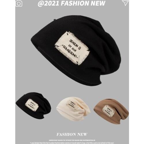 Fashion Labelled Beanie Hats For Men Outdoor Caps Spring Autumn Winter Beanies Baggy Solid Casual Hat Breathable Elastic Hat