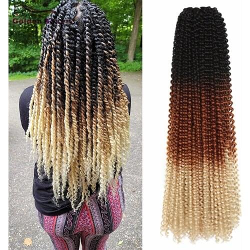 22Inch Water Wave Long Synthetic Hair For Black Women 16Strands Crochet Braids Natural Curly Afro Twist Golden Beauty