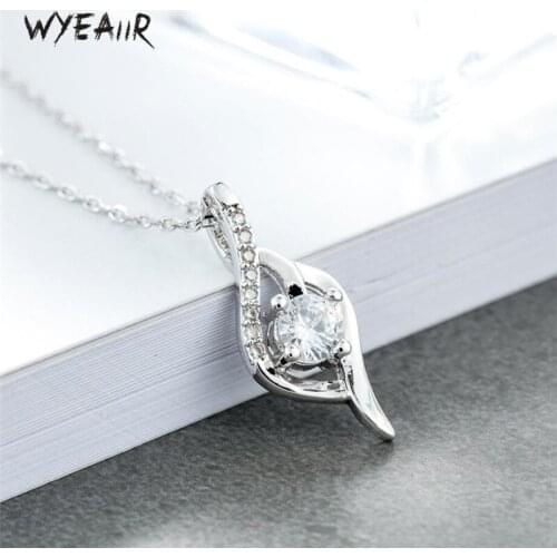 WYEAIIR Zircon Water Drop Pendant Fashion Art 925 Sterling Silver Clavicle Chain Female Necklace