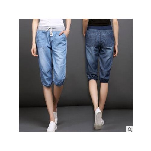 XXXXL 2019 Autumn Summer Unique Soft Denim Harem Pants Women Casual Pants Blue Woman Female Fashion Trousers Plus Size RQ488