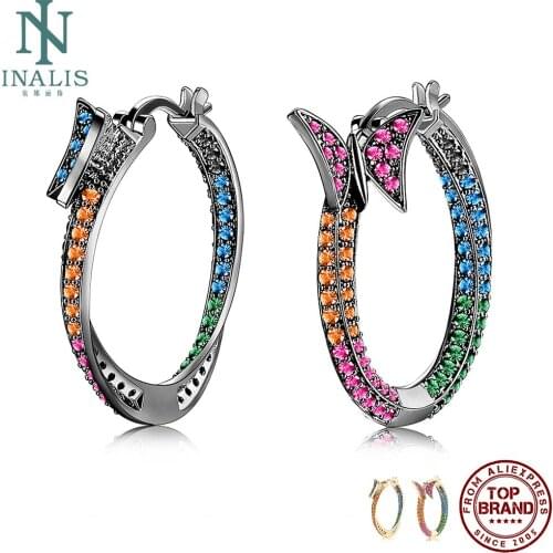 INALIS Hoop Earrings For Women Irregular Rainbow Color Copper Earring Butterfly Shape Fashion Jewelry Wedding Present To Lover