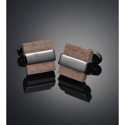 1 Pair Wooden Cufflinks High Quality Brand Jewelry Fashion Square Cuff Links For Mens Dad Husband Gift Formal Business Wedding