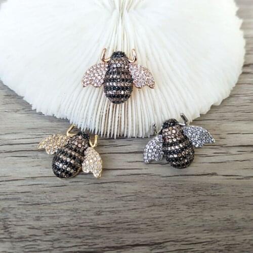 10Pcs Mix Color Micro Pave CZ zircon Bee charm Pendant For Jewelry Making Findings DIY necklace making P729