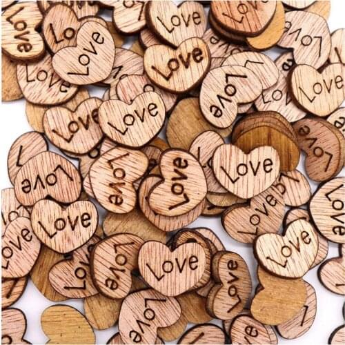 100pcs Rustic Wooden Love Heart Wedding Table Scatter Decoration Crafts-Table Confetti for Wedding Party