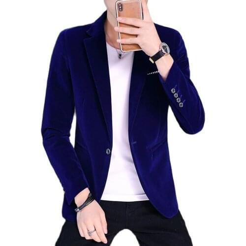 2021 Fashion Mens Fall Winter High Quality Slim Fit Gold Velvet Blazers Suit Jacket Male Formal Groom Evening Wedding Dress Coat