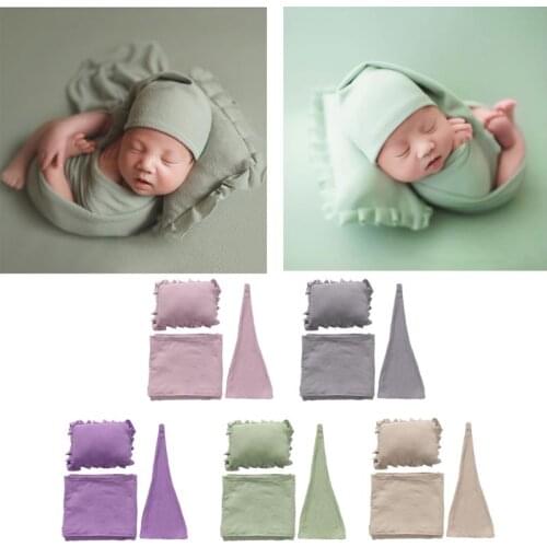 3Pcs/Set Newborn Photography Prop Infant Sleepy Cap+Wrap+Pillow Set Studio photo shoot Accessories MAR-20