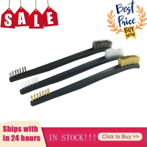 3pcs/lot Mini Double-end Wire Polishing Brush Metal Nylon Wire Cleaning Rust Brush Auto Gas Stove Accessories Pipe Cleaning Tool