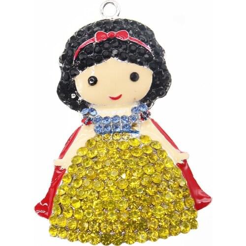 50pcs cute cartoon Snow White Princess Rhinestone Pendant/charm for necklace/gift