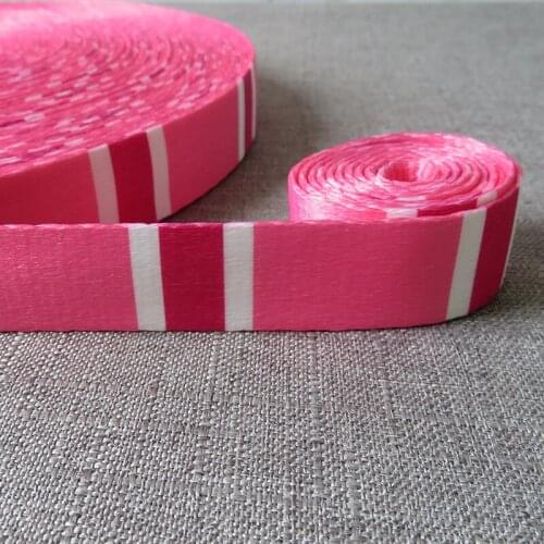 50 Yards Pink Width 25mm Printed Webbing Ribbon Bag Strap Tape Dog Collar Leash Harness Decoration Belt Garment DIY Accessory