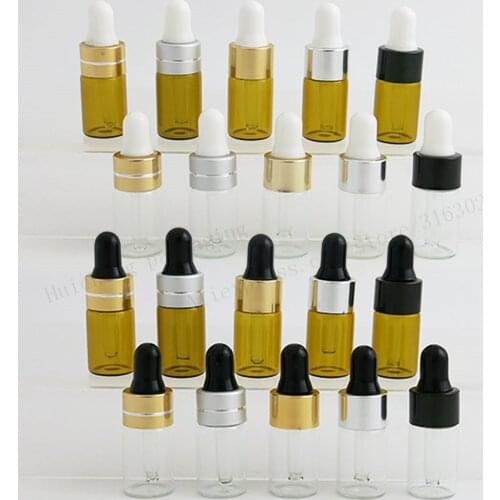 500 x 3ml Small Clear Amber Glass Dropper Bottle Transparent Glass Vial With Pipette Dropper for Essentialoil Use