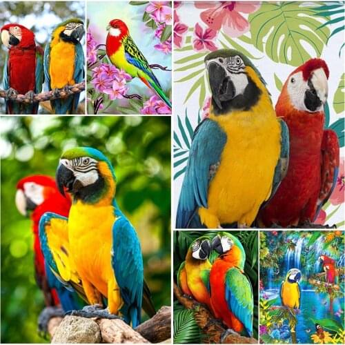 5D DIY Full Drill Diamond Painting Parrot Resin Crystal Diamond Embroidery Cross Stitch Kits Animal Mosaic Home Decor Gifts