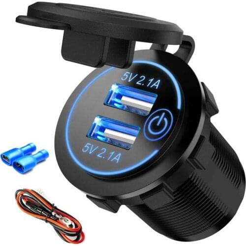 Dual USB Car Charge Fast Charing Port USB 12-24V Car Cigarette Socket Lighter For Car USB Charger Power Adapter