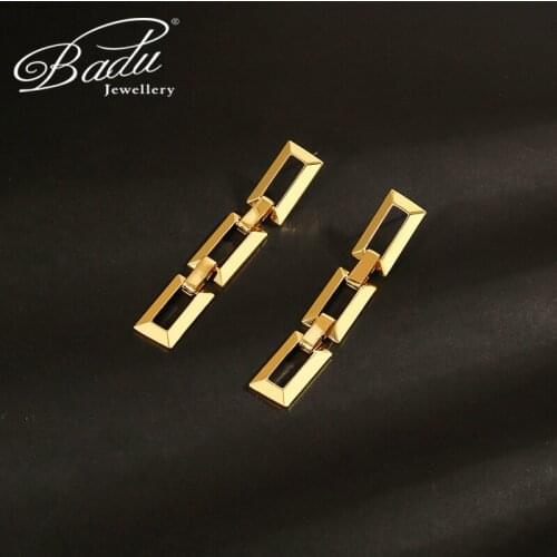 Badu 2021 Fashion Vintage Metal Punk Chain Drop Earrings Statement Womens Gold Geometry Copper Earrings Jewelry Wholesale