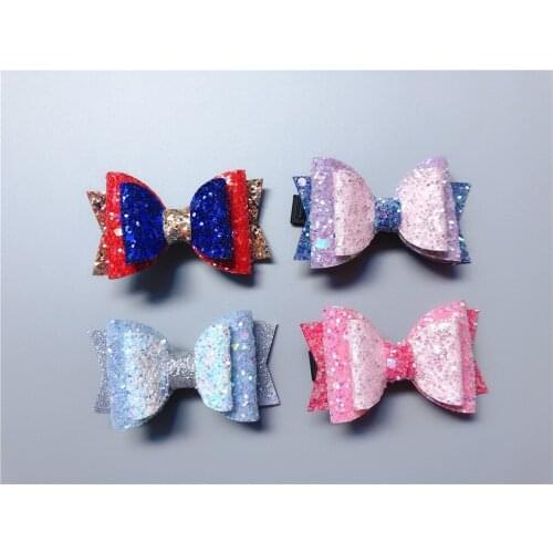 Boutique ins 12sets Fashion Cute Glitter Bow Hairpins Solid Patchwork Bowknot Hair Clips Princess Headwear Hair Accessories