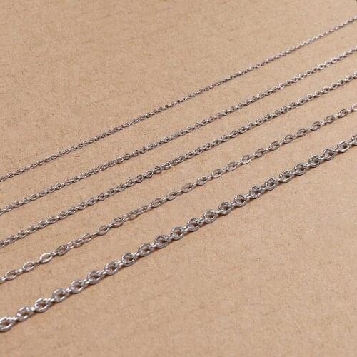 5M/Lot 1.2-3.0mm Stainless Steel Flat Oval Cable Chains Fine Necklace Chain For DIY Jewelry Making Findings Supplies Accessories