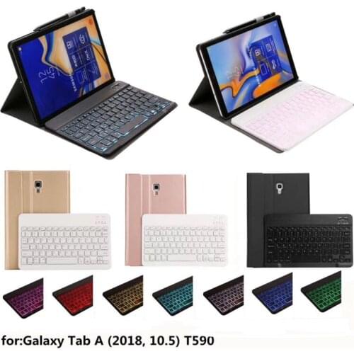 Tablet shell 7 colors Backlit light Bluetooth Keyboard Case for Samsung Galaxy Tab A 10.5 T590 T595 T597 Keyboard Cover +pen