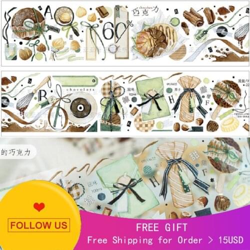 1 Loop Decorative Journal Washi Tape Sample Bright Pet Chocolate Flavor Selfadhesive Release Paper