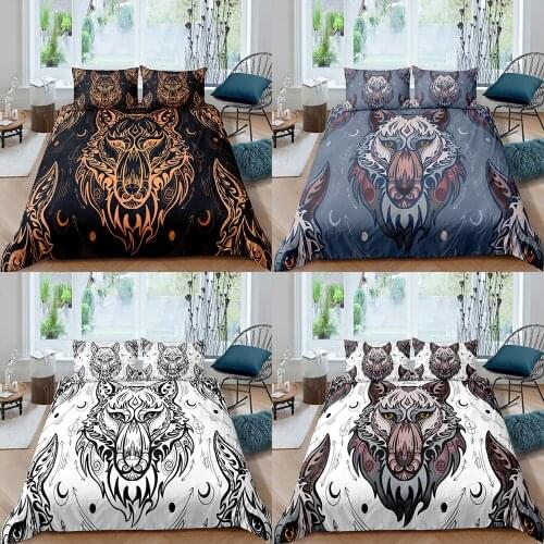 Home Textiles Luxury 3D Bohemian Wolf Print Duvet Cover Set 2/3 Pcs Pillowcase Kids Bedding Set AU/EU/UK/US Queen and King Size
