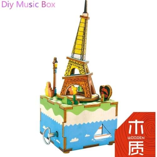 Eiffel Tower Diy Doll House Puppenhaus Brithday Miniature Model Building House Toys for Children Wooden Box Toys JHZQW070-08