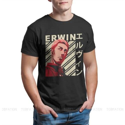 Attack On Titan Erwin Smith Vintage Art Men Tshirt Ofertas T Shirt Harajuku Hot Sale 100% Cotton O Neck