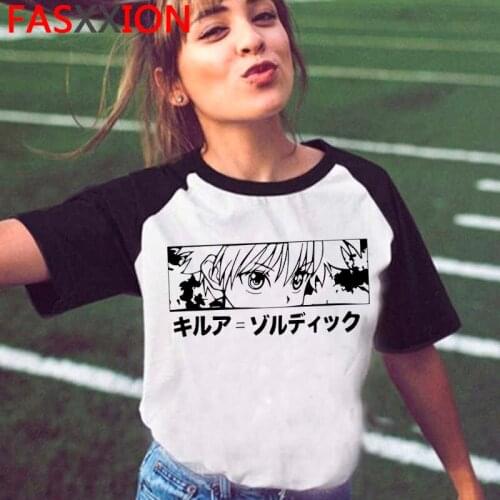 Hunter x Hunter Killua Zoldyck Kurapika Hxh Devil Eye clothes male harajuku streetwear plus size top tees kawaii