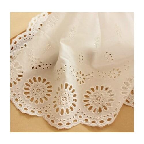 5Yard/Lot Exquisite Cotton Cloth Lace Trim Handmade DIY 15-20CM White Embroidery Lace Fabric Clothes Dress Accessories