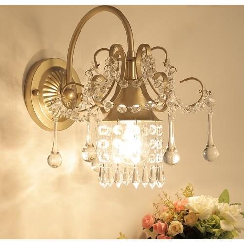 Classic crystal chandelier wall light gold crystalline wall sconce lamp LED foyer living room bedside glass crystal wall lamp