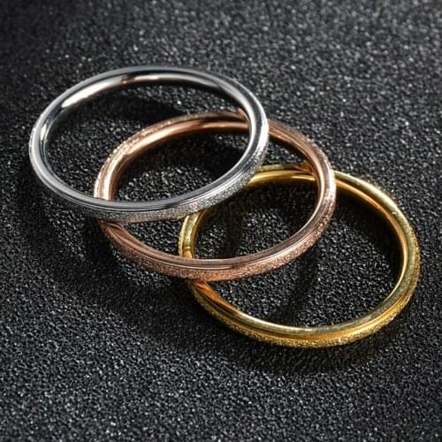 2MM Matte Thin Tail Rings Stainless Steel Women Rings Champagne/Silvery/Gold Color Finger Ring Sand High Quality Gift For Girl