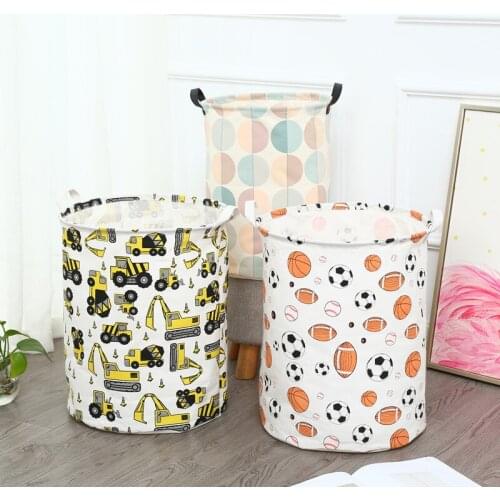 Laundry Basket Waterproof Organization Cute Cartoon Print Collapsible Storage Bin with Handles for Clothes Blanket Toys Towels