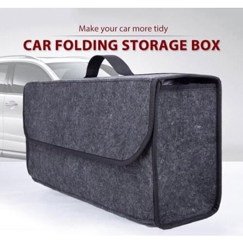 Lightweight Car Trunk Storage Box Foldable Felt Car Organizer Stowing Tidying Box Black Grey Auto accessories 50x16x24cm