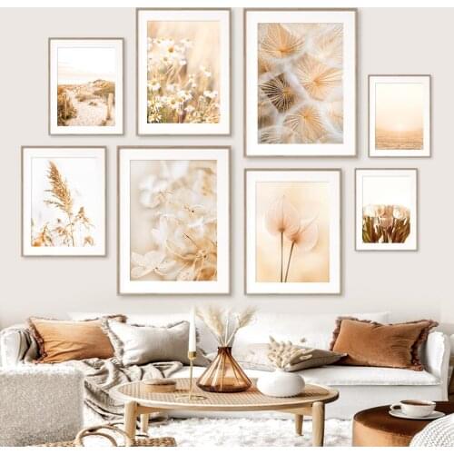 Daisy Dandelion Leaves Reed Tulip Autumn Wall Art Canvas Painting Nordic Posters And Prints Wall Pictures For Living Room Decor