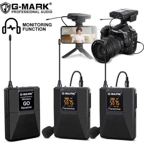 G-MARK Wireless Lavalier Microphone ASMR Mic For DSLR Camera Interviews With 30 Selectable Channels