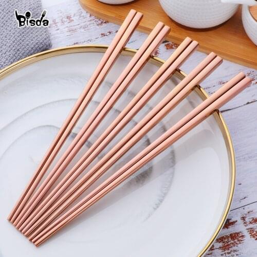 8 Colors Chopsticks Set Stainless Steel 18/10 Japanese Black Sushi Chop Stick Set Titanize chopsitcks Gold Plated Chop Sticks